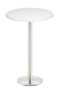Mesa alta BENAGIL, aço inoxidável, base de 110 cms e tampo de 70 cms de diâmetro. Cores à escolha, Tableros de 70 cms: COMPACTO, BLANCO 3101, TAVILO (69 cms)