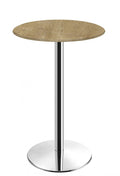Mesa alta BENAMARA, aço inoxidável, base de 110 cms e tampo de 60 cms de diâmetro. Cores à escolha, Tablero de 60 cms.: WER-WOODART, AVALON PINE 4729