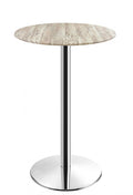 Mesa alta BENAMARA, aço inoxidável, base de 110 cms e tampo de 60 cms de diâmetro. Cores à escolha, Tablero de 60 cms.: WERZALIT SM - MONTPELLIER 214