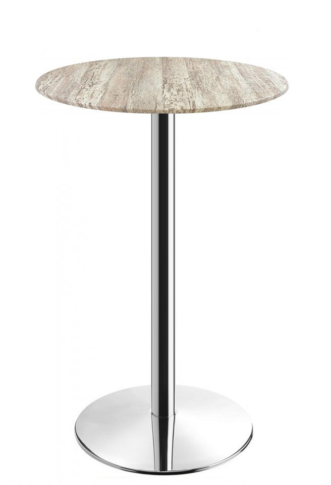 Mesa alta BENAMARA, aço inoxidável, base de 110 cms e tampo de 60 cms de diâmetro. Cores à escolha, Tablero de 60 cms.: WERZALIT SM - MONTPELLIER 214