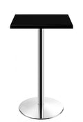 Mesa alta BENAMARA, aço inoxidável, base de 110 cms e tampo de 60x60 cms. Cores à escolha, Tableros de 60x60 cms: WERZALIT SM - NEGRO 55