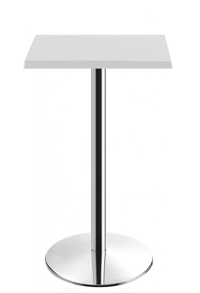 Mesa alta BENAMARA, aço inoxidável, base de 110 cms e tampo de 70x70 cms. Cores à escolha, Tableros de 70x70 cms: WER-UNIART, BLANCO 3101