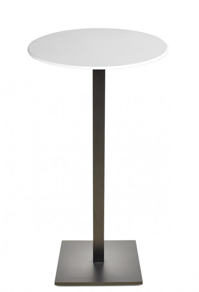 Mesa alta BEVERLY, base de 110 cms e tampo de mesa de 60 cms de diâmetro. Cores à escolha, Tablero de 60 cms.: WER-UNIART, BLANCO 3101, Base BEVERLY, altura 110 cms: Negra
