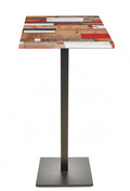Mesa alta BEVERLY, base de 110 cms e tampo de mesa de 60x60 cms. Cores à escolha, Tableros de 60x60 cms: WERZALIT SM - KABANA RED 271, Base BEVERLY, altura 110 cms: Negra