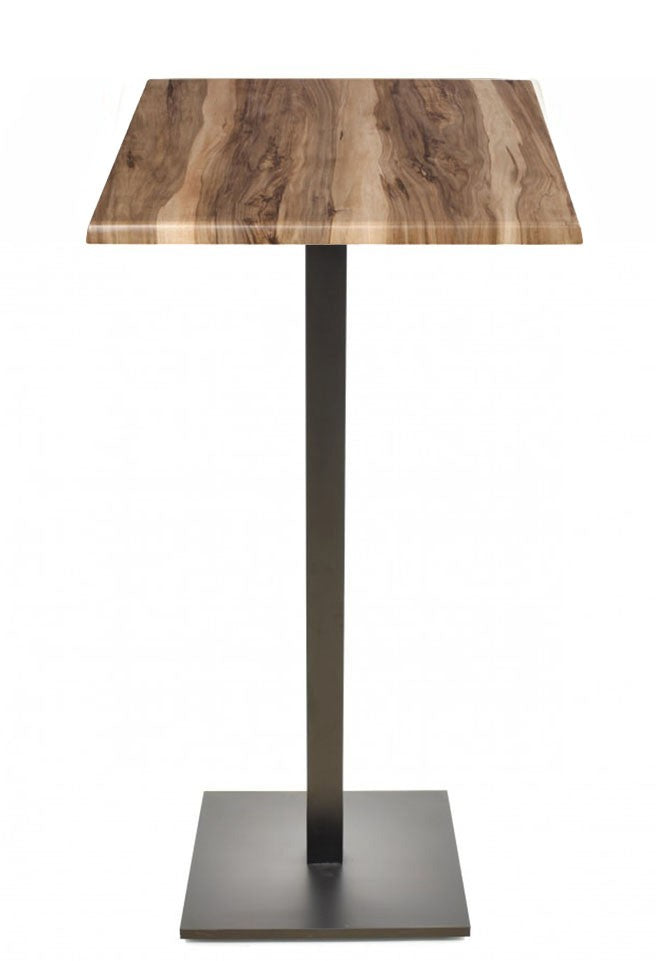 Mesa alta BEVERLY, base de 110 cms e tampo de mesa de 70x70 cms. Cores à escolha, Tableros de 70x70 cms: WER-WOODART, INDIAN SHESMAN 4525, Base BEVERLY, altura 110 cms: Negra