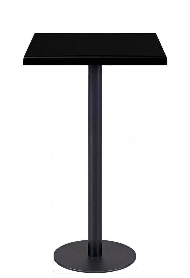 Mesa alta BOMBAY, preta, base de 110 cms e tampo de mesa de 70x70 cms. Cores à escolha, Tableros de 70x70 cms: WERZALIT SM - NEGRO 55