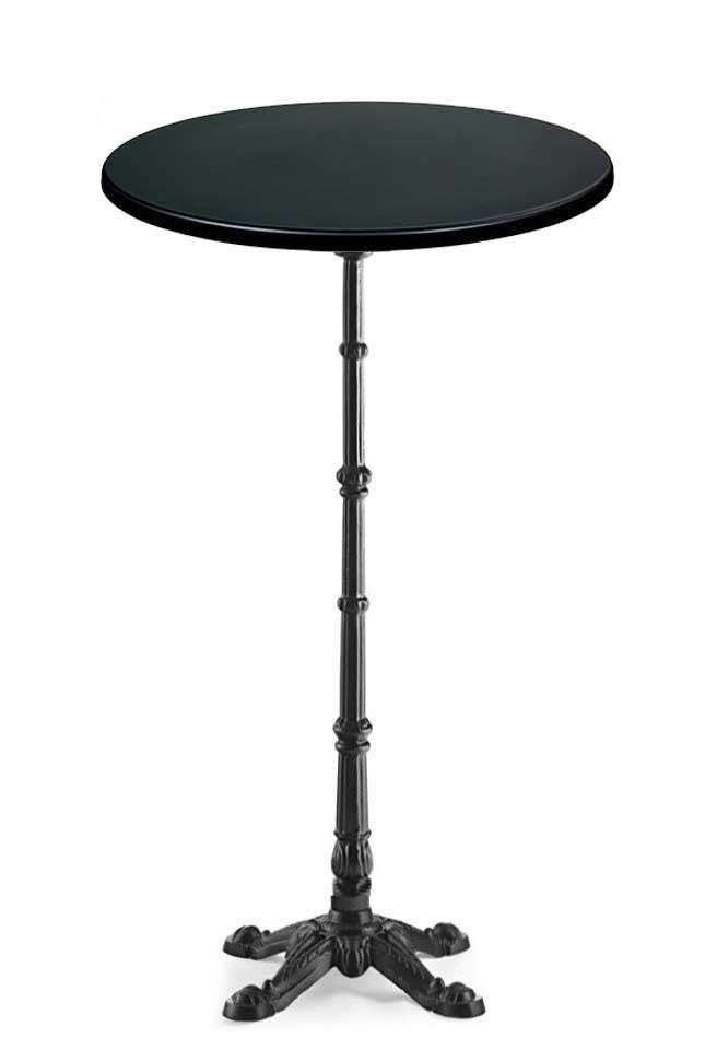 Mesa alta BRISTOL, fundição, 4 pés, preta, tampo de mesa de 60 cms de diâmetro.  Cores à escolha, Tablero de 60 cms.: WERZALIT SM - PRETO 55