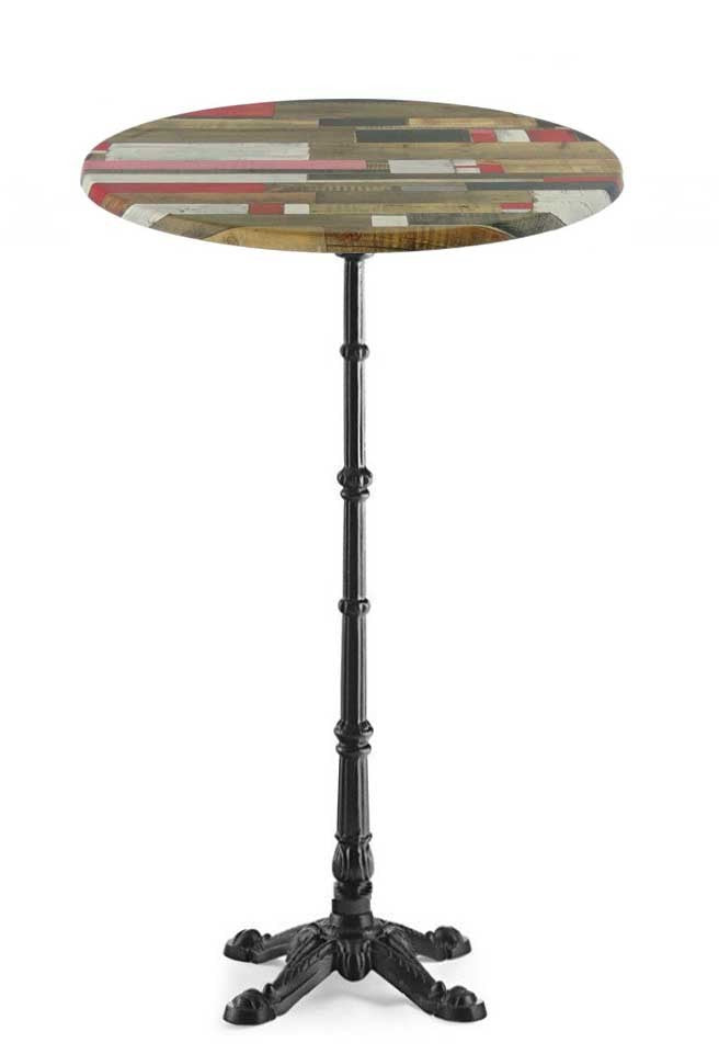 Mesa alta BRISTOL, fundição, 4 pés, preta, tampo de mesa de 70 cms de diâmetro.  Cores à escolha, Tableros de 70 cms: WERZALIT SM - KABANA RED 271