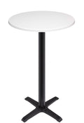 Mesa alta CARIBE, preta, base de 110 cms e tampo de mesa de 70 cms de diâmetro. Cores à escolha, Tableros de 70 cms: WERZALIT SM - PONDEROSA BLANCO 178