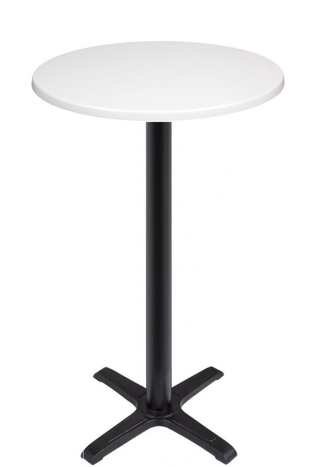 Mesa alta CARIBE, preta, base de 110 cms e tampo de mesa de 70 cms de diâmetro. Cores à escolha, Tableros de 70 cms: WERZALIT SM - PONDEROSA BLANCO 178