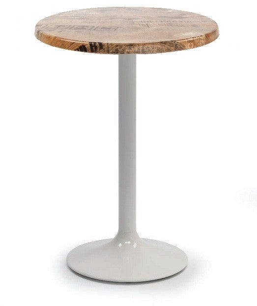 Mesa alta CRISS, base com 110 cms e tampo de 70 cms de diâmetro. Cores à escolha, Bases CRISS, altura 110 cms: Branca, Tableros de 70 cms: WERZALIT SM - EX WORKS 122