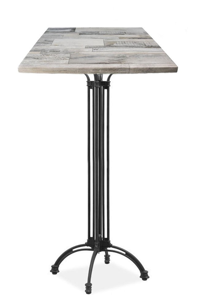 Mesa alta EIFFEL NEW, alumínio, 4 pés, preta, base de 108 cms e tampo de mesa de 60x60 cms. Cores à escolha, Tableros de 60x60 cms: WER-FANTASY, WHITE BLOCK 7537