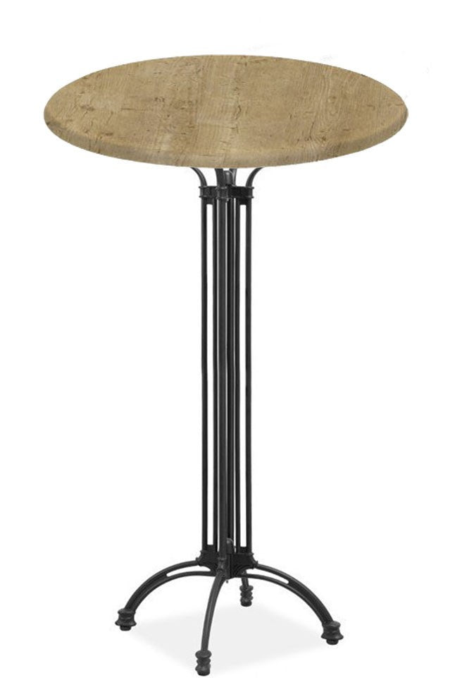 Mesa alta EIFFEL NEW, alumínio, 4 pés, preta, base de 70 cms e tampo de mesa de 60 cms de diâmetro. Cores à escolha, Tablero de 60 cms.: WER-WOODART, AVALON PINE 4729