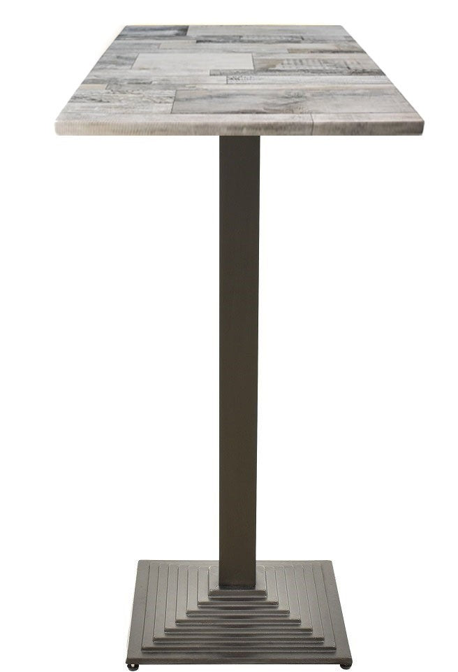 Mesa alta ELBA, preta, base de 110 cms e tampo de 60x60 cms. Cores à escolha, Tableros de 60x60 cms: WER-FANTASY, WHITE BLOCK 7537