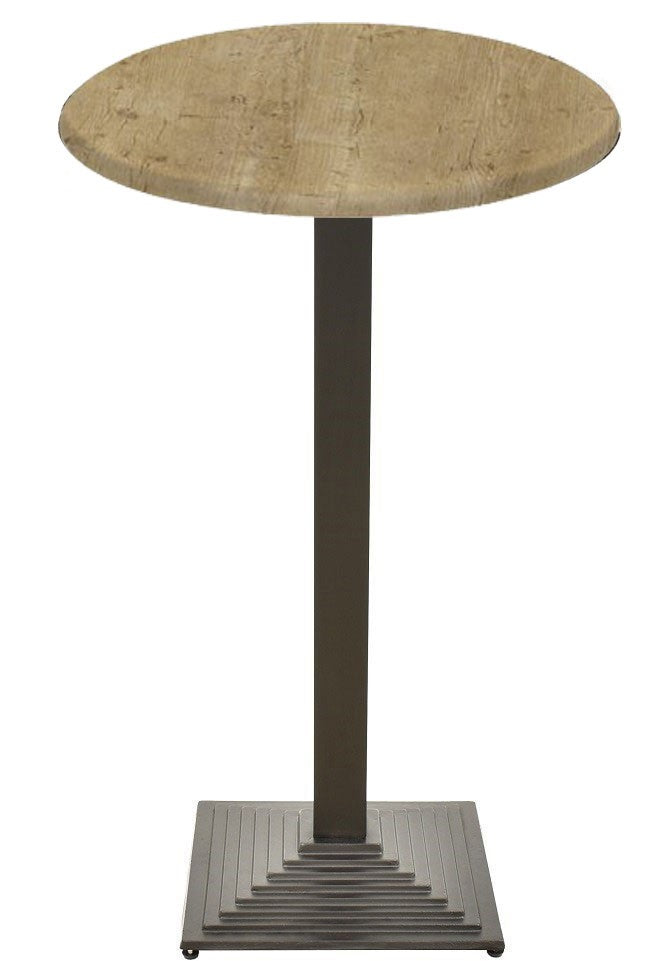 Mesa alta ELBA, preta, base de 110 cms e tampo de 70 cms de diâmetro. Cores à escolha, Tableros de 70 cms: WER-WOODART, AVALON PINE 4729