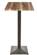 Mesa alta ELBA, preta, base de 110 cms e tampo de 70x70 cms. Cores à escolha, Tableros de 70x70 cms: WER-WOODART, INDIAN SHESMAN 4525