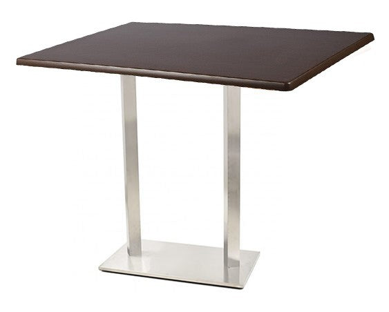 Mesa alta IPANEMA, aço inoxidável, base retangular e tampo de 120x80 cms. Cores à escolha, Tableros 120x80 cms: WERZALIT SM - WENGUÉ 103