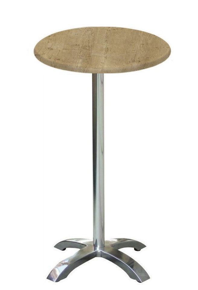 Mesa alta MILAN, alumínio, base de 72 cms e tampo de 60 cms de diâmetro. Cores à escolha, Tablero de 60 cms.: WER-WOODART, AVALON PINE 4729