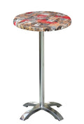 Mesa alta MILAN, alumínio, base de 72 cms e tampo de 70 cms de diâmetro. Cores à escolha, Tableros de 70 cms: WERZALIT ALEMANIA - BABYLON 213