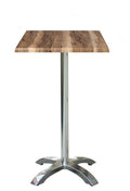 Mesa alta MILAN, alumínio, base de 72 cms e tampo de 70x70 cms. Cores à escolha, Tableros de 70x70 cms: WER-WOODART, INDIAN SHESMAN 4525