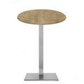 Mesa alta RHIN, aço inoxidável, base de 110 cms e tampo de 60 cms de diâmetro. Cores à escolha, Tablero de 60 cms.: WER-WOODART, AVALON PINE 4729