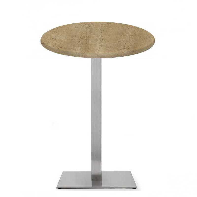 Mesa alta RHIN, aço inoxidável, base de 110 cms e tampo de 60 cms de diâmetro. Cores à escolha, Tablero de 60 cms.: WER-WOODART, AVALON PINE 4729
