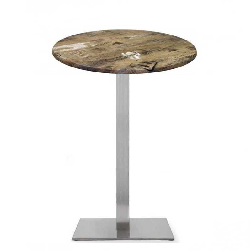 Mesa alta RHIN, aço inoxidável, base de 110 cms e tampo de 60 cms de diâmetro. Cores à escolha, Tablero de 60 cms.: WERZALIT SM - EX WORKS 122