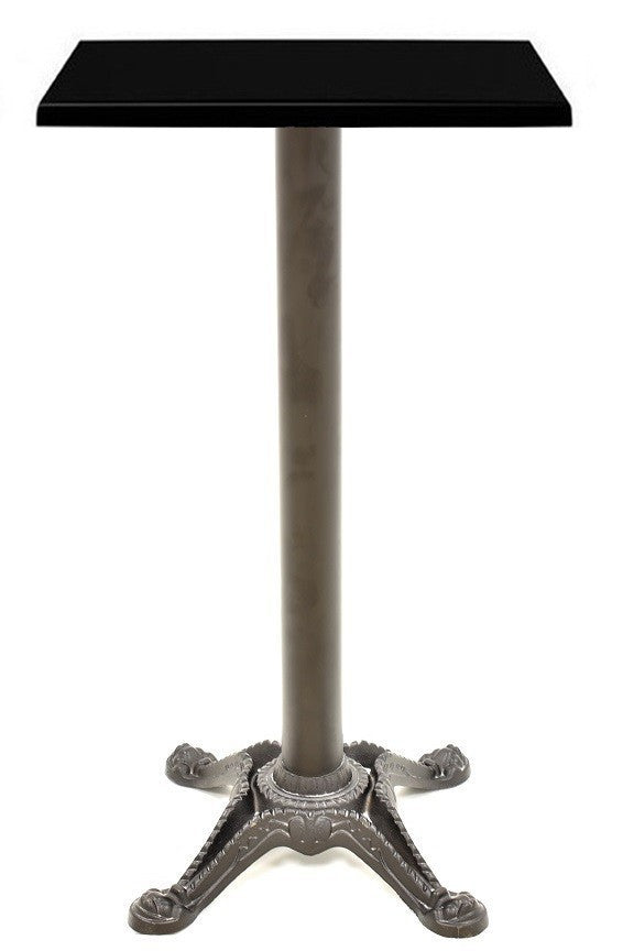 Mesa alta RODANO, preta, base de 110 cms e tampo de mesa de 60x60 cms. Cores à escolha, Tableros de 60x60 cms: WERZALIT SM - NEGRO 55