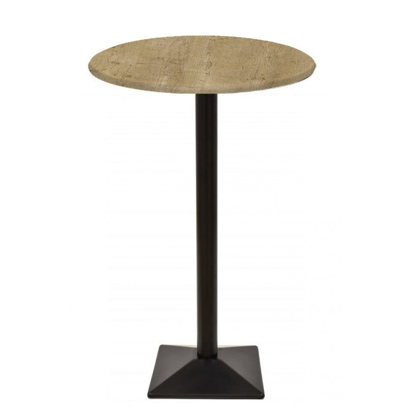 Mesa alta SOHO, preta, base de 110 cms e tampo de mesa de 70 cms de diâmetro. Cores à escolha, Tableros de 70 cms: WER-WOODART, AVALON PINE 4729