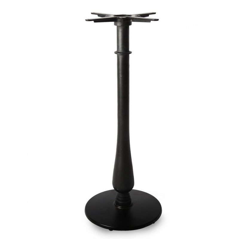 Mesa alta TÁMESIS, preta, base de 108 cms e tampo de mesa de 60 cms de diâmetro. Cores á escolha, Tablero de 60 cms.: WERZALIT ALEMANIA - TRAVERTINO 034