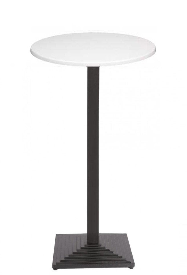Mesa alta TIBER, preta, base de 110 cms e tampo de 80 cms de diâmetro. Cores à escolha, Tableros de 80 cms: WER-UNIART, BLANCO 3101