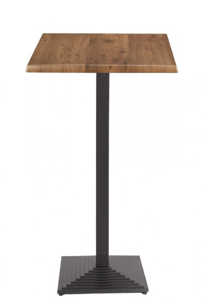 Mesa alta TIBER, preta, base de 110 cms e tampo de 80x80 cms. Cores à escolha, Tableros de 80x80 cms: WERZALIT SM - ROBLE ANTIGUO 316