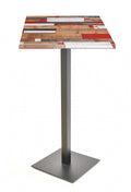 Mesa alta TROCADERO, preta, base de 110 cms e tampo de mesa de 60x60 cms. Cores à escolha, Tableros de 60x60 cms: WERZALIT SM - KABANA RED 271