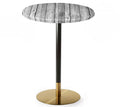 Mesa alta VERSALLES NEW, dourada e preta, base de 110 cms e tampo de mesa de 70 cms. Cores á escolha, Tableros de 70 cms: WERZALIT ALEMANIA - ANTIQUE WHITE 202