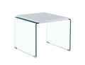 Mesa ARISTON, apoio, lacada a branco, vidro, 60 x 63 cms