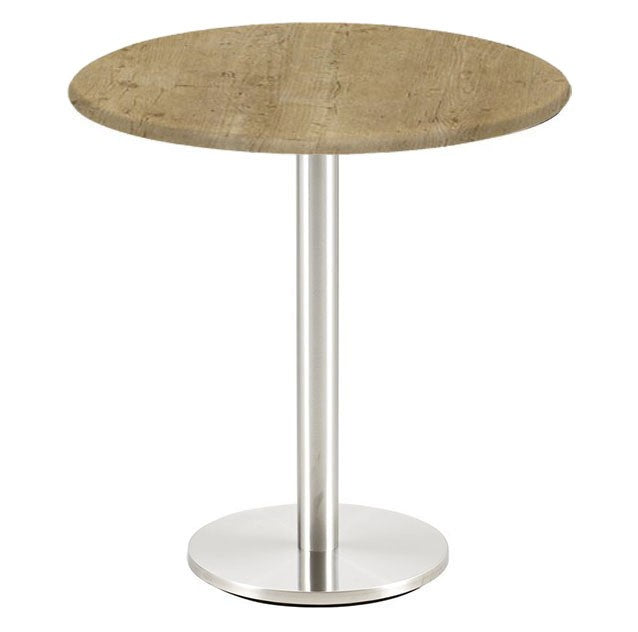 Mesa BENAGIL, aço inoxidável, base de 72 cms e tampo de 60 cms de diâmetro. Cores à escolha, Tablero de 60 cms.: WER-WOODART, AVALON PINE 4729