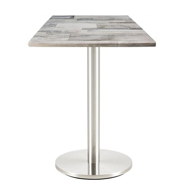 Mesa BENAGIL, aço inoxidável, base de 72 cms e tampo de 60x60 cms. Cores à escolha, Tableros de 60x60 cms: WER-FANTASY, WHITE BLOCK 7537