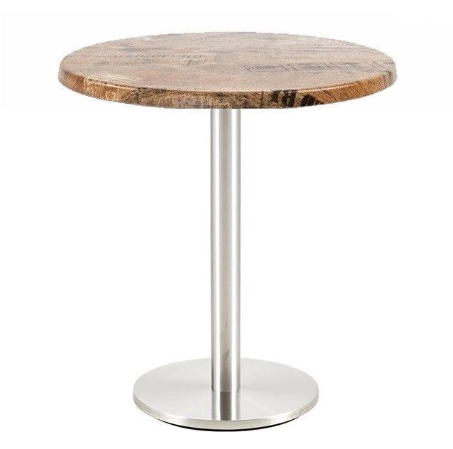 Mesa BENAGIL, aço inoxidável, base de 72 cms e tampo de 70 cms de diâmetro. Cores à escolha, Tableros de 70 cms: WERZALIT SM - EX WORKS 122