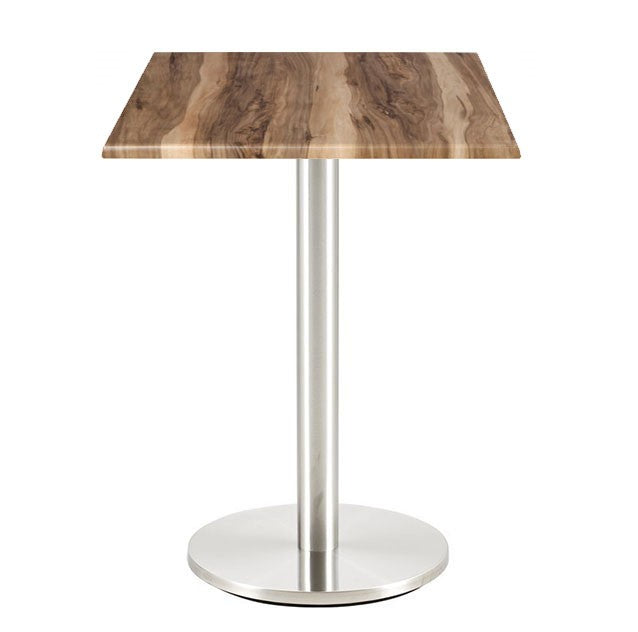 Mesa BENAGIL, aço inoxidável, base de 72 cms e tampo de 70x70 cms. Cores à escolha, Tableros de 70x70 cms: WER-WOODART, INDIAN SHESMAN 4525