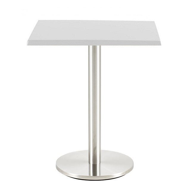 Mesa BENAGIL, aço inoxidável, base de 72 cms e tampo de 80x80 cms. Cores à escolha, Tableros de 80x80 cms: WER-UNIART, BLANCO 3101