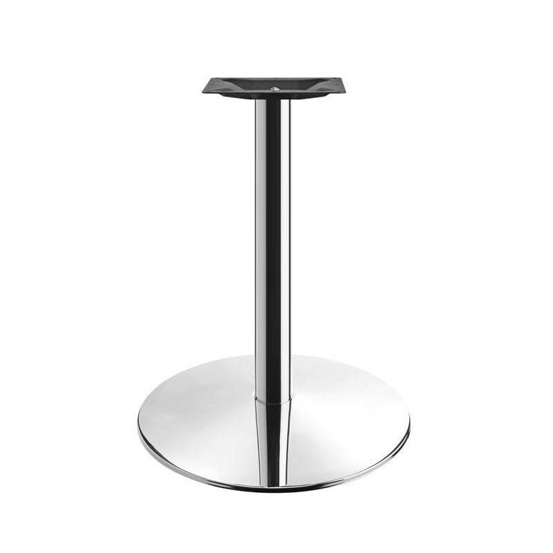 Mesa BENAMARA, aço inoxidável, base de 72 cms e tampo de 60 cms de diâmetro. Cores à escolha, Tablero de 60 cms.: WERZALIT ALEMANIA - TRAVERTINO 034