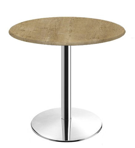 Mesa BENAMARA, aço inoxidável, base de 72 cms e tampo de 60 cms de diâmetro. Cores à escolha, Tablero de 60 cms.: WER-WOODART, AVALON PINE 4729