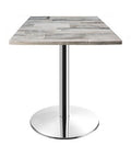 Mesa BENAMARA, aço inoxidável, base de 72 cms e tampo de 60x60 cms. Cores à escolha, Tableros de 60x60 cms: WER-FANTASY, WHITE BLOCK 7537
