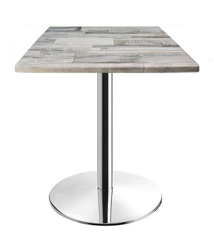 Mesa BENAMARA, aço inoxidável, base de 72 cms e tampo de 60x60 cms. Cores à escolha, Tableros de 60x60 cms: WER-FANTASY, WHITE BLOCK 7537
