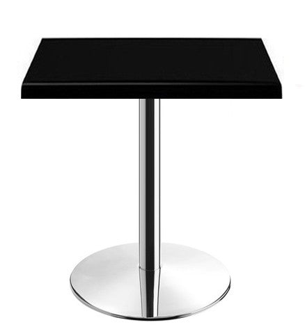 Mesa BENAMARA, aço inoxidável, base de 72 cms e tampo de 70x70 cms. Cores à escolha, Tableros de 70x70 cms: WERZALIT SM - NEGRO 55