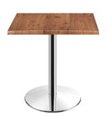 Mesa BENAMARA, aço inoxidável, base de 72 cms e tampo de 80x80 cms. Cores à escolha, Tableros de 80x80 cms: WERZALIT SM - ROBLE ANTIGUO 316