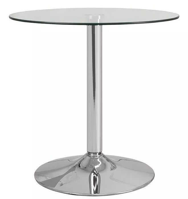 Mesa BERNIE 60R, cromada, vidro temperado, 60 cms diâmetro