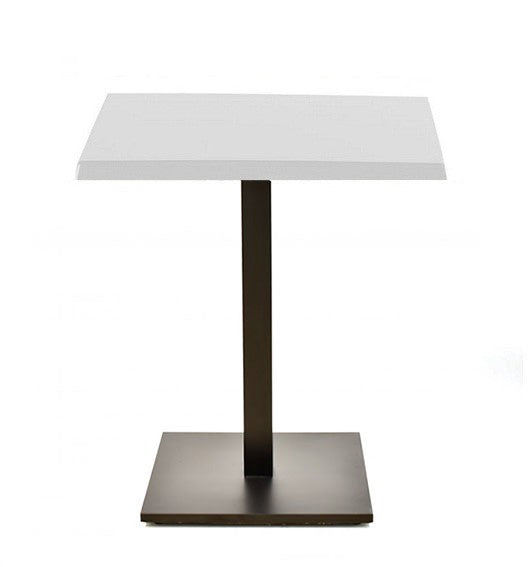 Mesa BEVERLY, base de 72 cms e tampo de mesa de 60x60 cms . Cores à escolha, Tableros de 60x60 cms: WERZALIT SM - BLANCO 01, Base BEVERLY, altura 72 cms: Negra