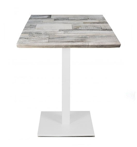 Mesa BEVERLY, base de 72 cms e tampo de mesa de 80x80 cms . Cores à escolha, Tableros de 80x80 cms: WER-FANTASY, WHITE BLOCK 7537, Base BEVERLY, altura 72 cms: Blanca