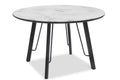 Mesa BIAGIO, metal, tampo DM imitação de mármore, 120 cms diâmetro